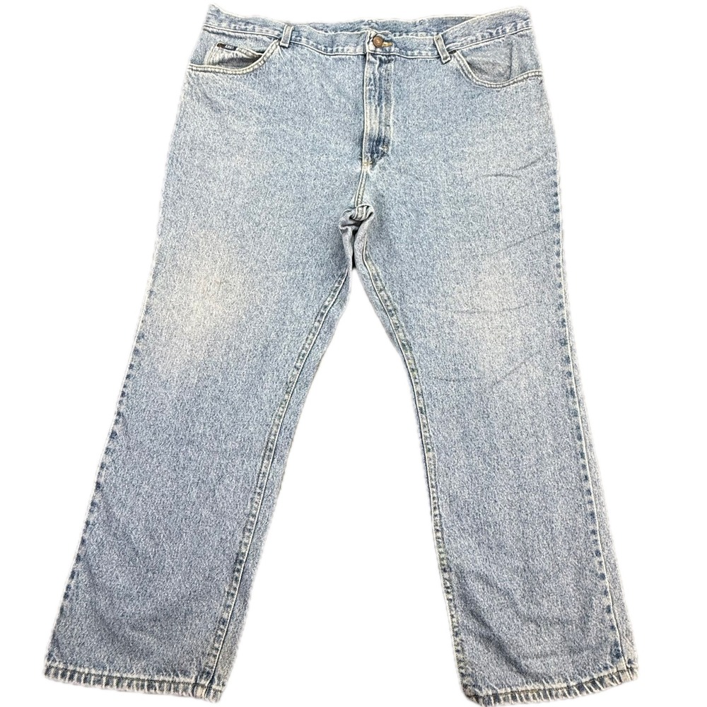 Lee Jeans Men 44x30 Light Wash Relaxed Fit Straight Leg Denim Pants Made in USA